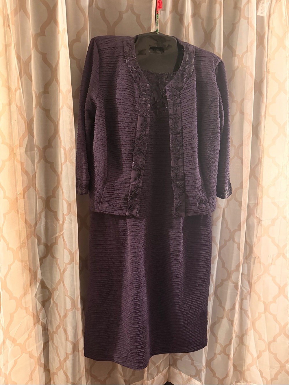 Classic Women's Purple Midi Dress with Coordinating Jacket